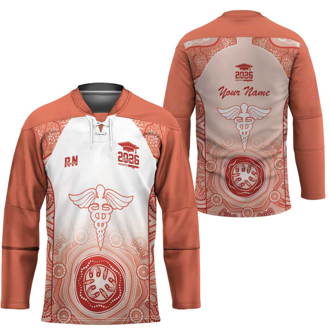 Aussie Nurse RN 2026 Personalised Hockey Jersey Red Aboriginal Art Pattern Cultural Pride