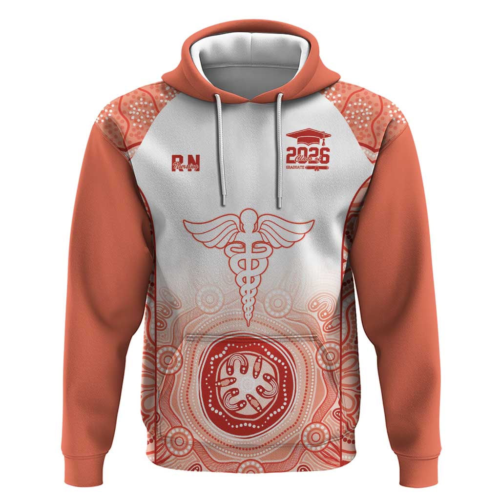 Aussie Nurse RN 2026 Personalised Hoodie Red Aboriginal Art Pattern Cultural Pride