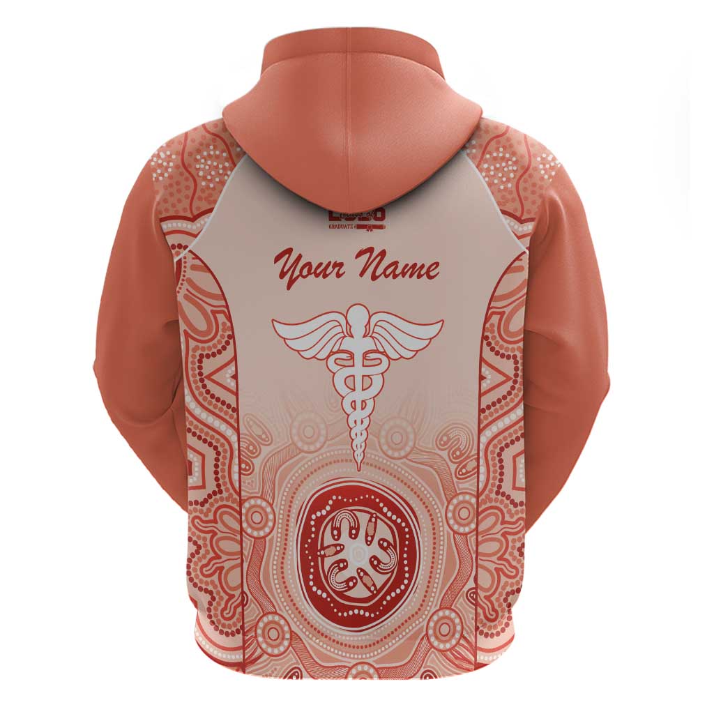 Aussie Nurse RN 2026 Personalised Hoodie Red Aboriginal Art Pattern Cultural Pride