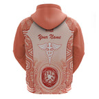 Aussie Nurse RN 2026 Personalised Hoodie Red Aboriginal Art Pattern Cultural Pride