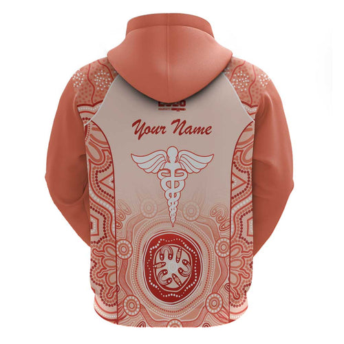 Aussie Nurse RN 2026 Personalised Hoodie Red Aboriginal Art Pattern Cultural Pride