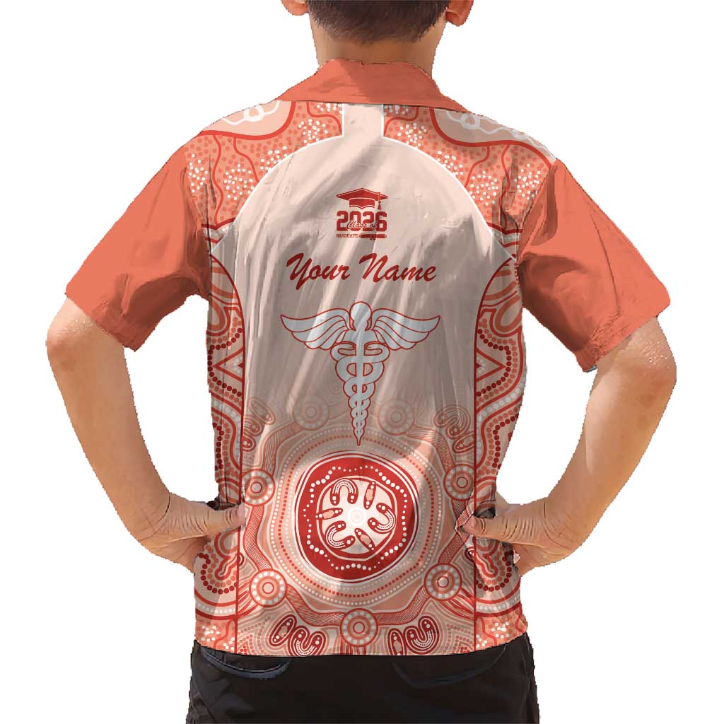 Aussie Nurse RN 2026 Personalised Kid Hawaiian Shirt Red Aboriginal Art Pattern Cultural Pride
