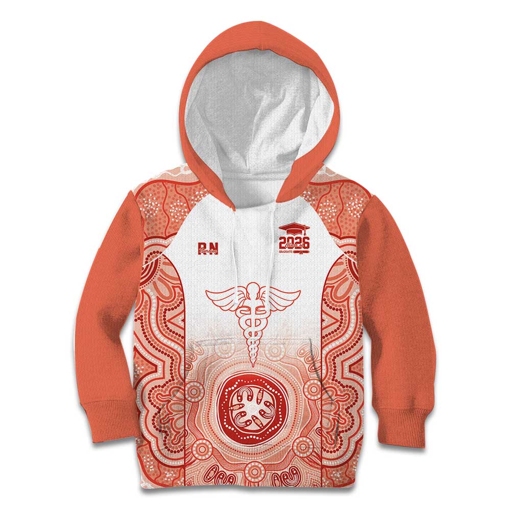 Aussie Nurse RN 2026 Personalised Kid Hoodie Red Aboriginal Art Pattern Cultural Pride