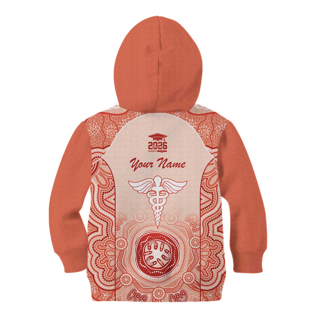 Aussie Nurse RN 2026 Personalised Kid Hoodie Red Aboriginal Art Pattern Cultural Pride