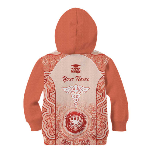 Aussie Nurse RN 2026 Personalised Kid Hoodie Red Aboriginal Art Pattern Cultural Pride
