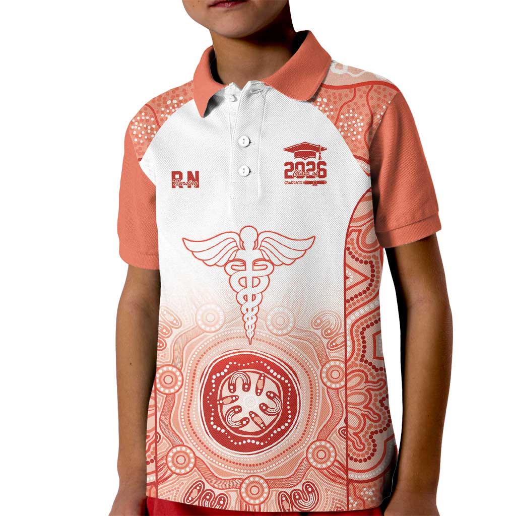 Aussie Nurse RN 2026 Personalised Kid Polo Shirt Red Aboriginal Art Pattern Cultural Pride