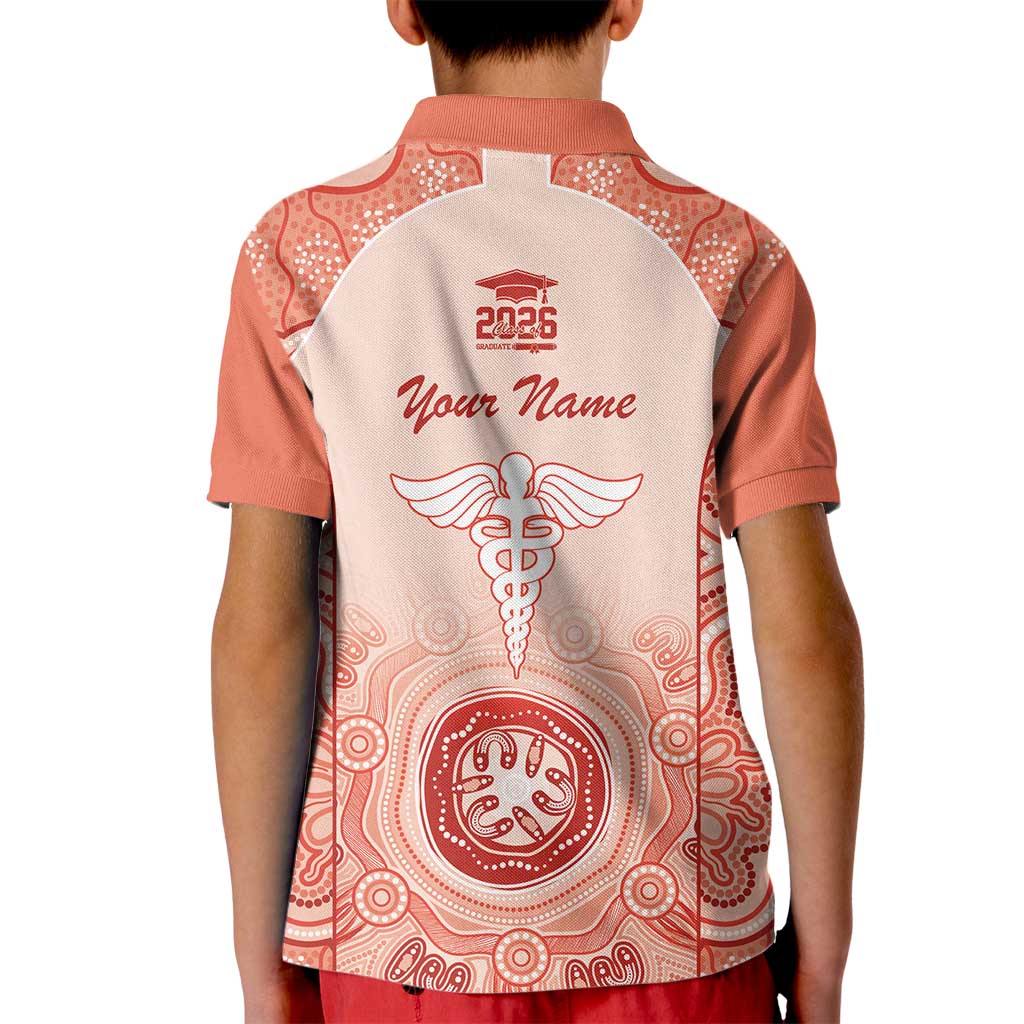 Aussie Nurse RN 2026 Personalised Kid Polo Shirt Red Aboriginal Art Pattern Cultural Pride