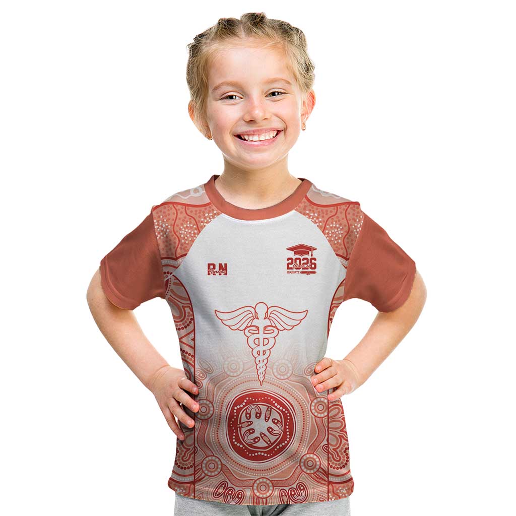 Aussie Nurse RN 2026 Personalised Kid T Shirt Red Aboriginal Art Pattern Cultural Pride