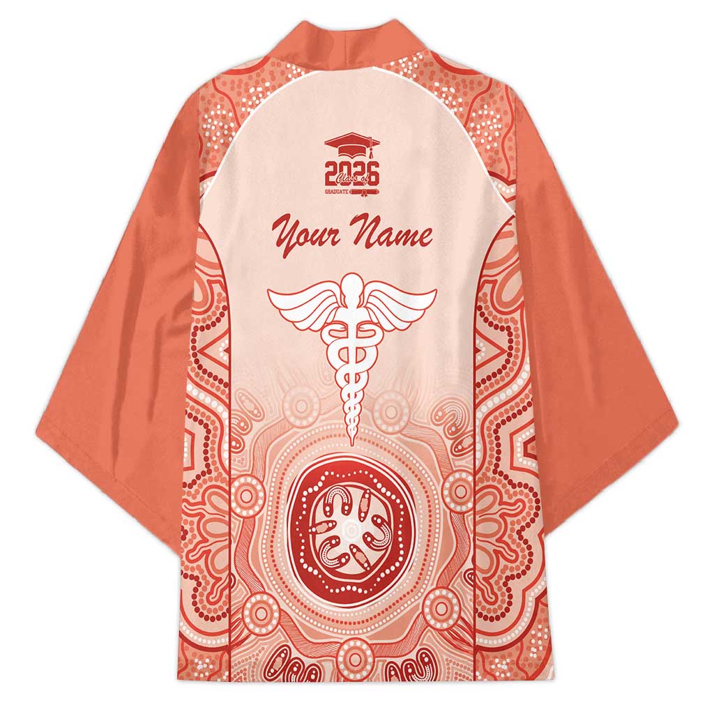 Aussie Nurse RN 2026 Personalised Kimono Red Aboriginal Art Pattern Cultural Pride