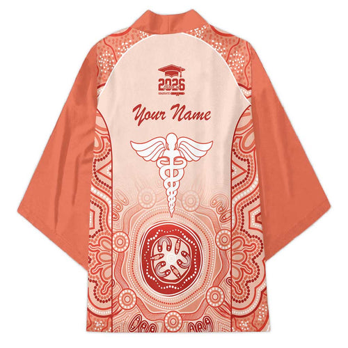 Aussie Nurse RN 2026 Personalised Kimono Red Aboriginal Art Pattern Cultural Pride