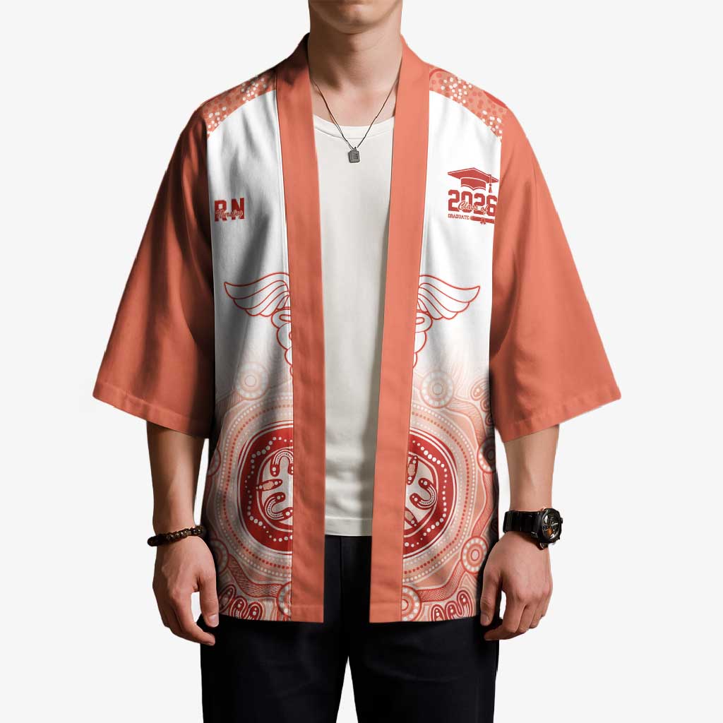 Aussie Nurse RN 2026 Personalised Kimono Red Aboriginal Art Pattern Cultural Pride