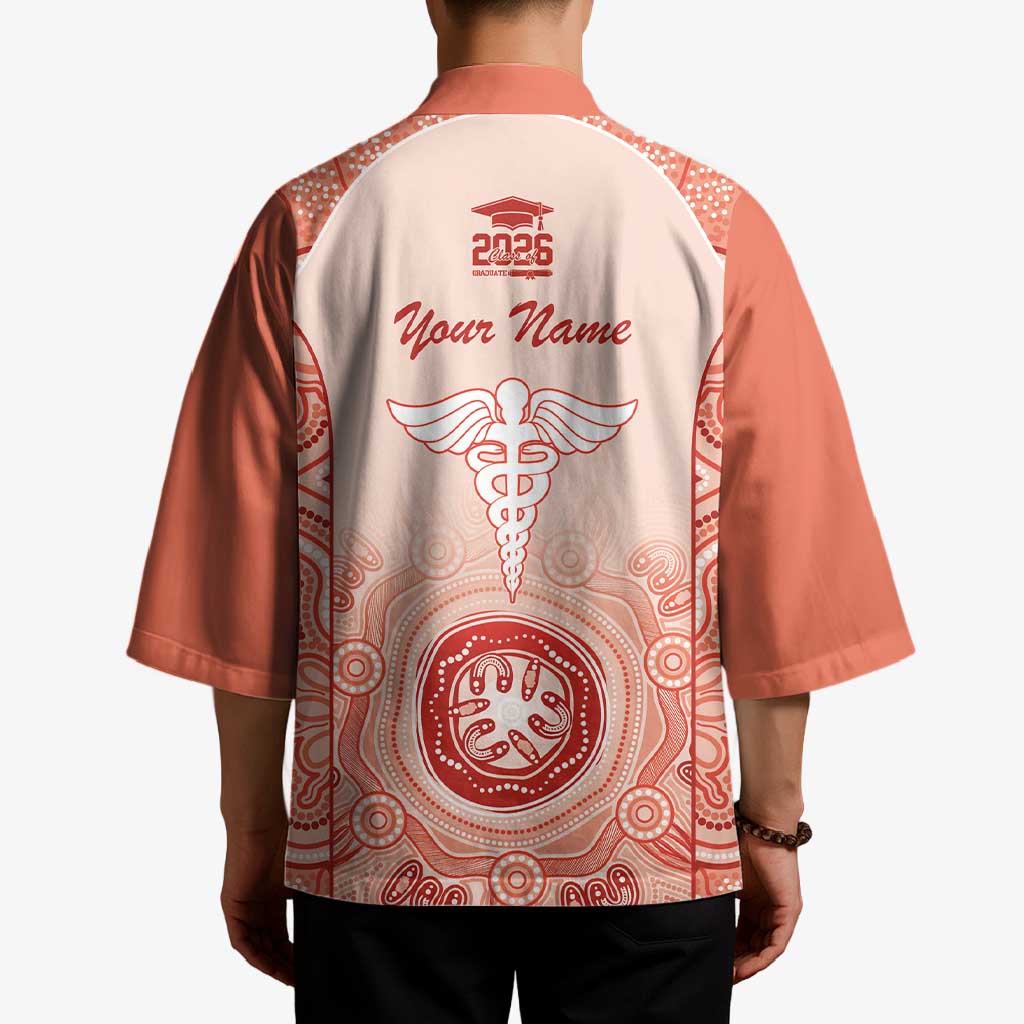 Aussie Nurse RN 2026 Personalised Kimono Red Aboriginal Art Pattern Cultural Pride