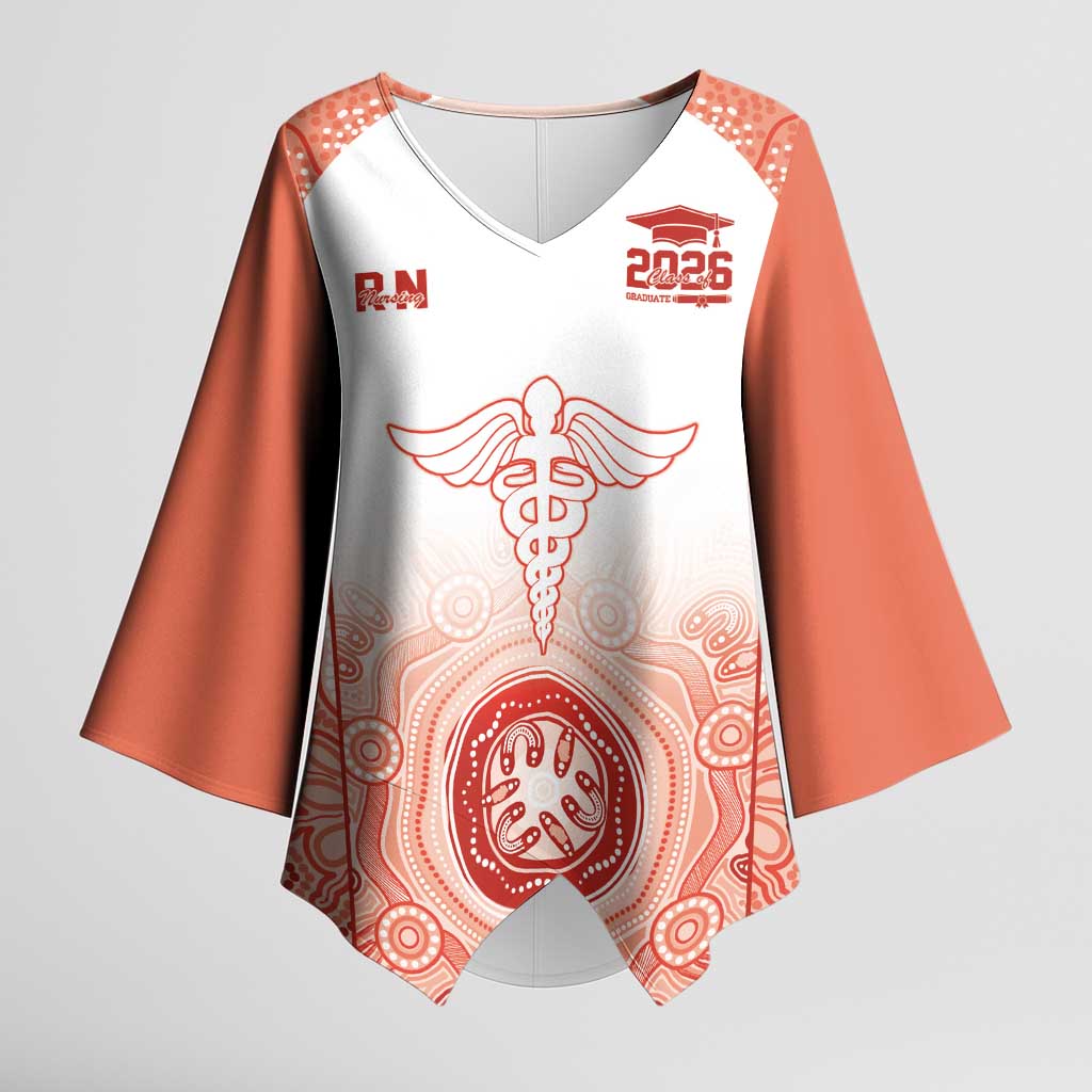 Aussie Nurse RN 2026 Personalised Kimono Sleeve Blouse Red Aboriginal Art Pattern Cultural Pride