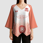 Aussie Nurse RN 2026 Personalised Kimono Sleeve Blouse Red Aboriginal Art Pattern Cultural Pride