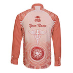 Aussie Nurse RN 2026 Personalised Long Sleeve Button Shirt Red Aboriginal Art Pattern Cultural Pride