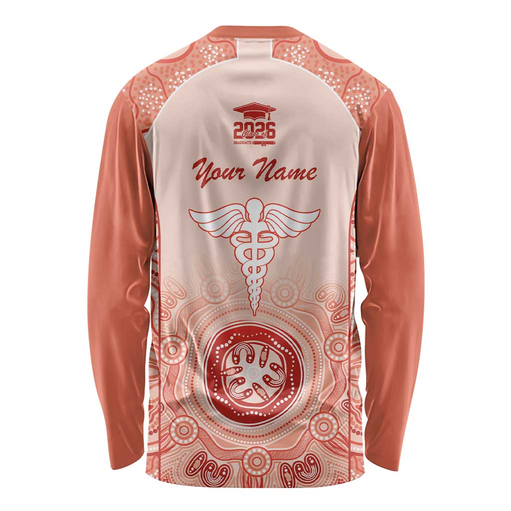 Aussie Nurse RN 2026 Personalised Long Sleeve Shirt Red Aboriginal Art Pattern Cultural Pride