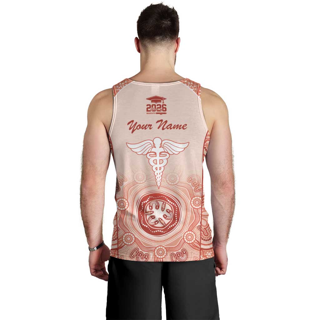 Aussie Nurse RN 2026 Personalised Men Tank Top Red Aboriginal Art Pattern Cultural Pride