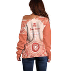 Aussie Nurse RN 2026 Personalised Off Shoulder Sweater Red Aboriginal Art Pattern Cultural Pride