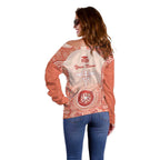 Aussie Nurse RN 2026 Personalised Off Shoulder Sweater Red Aboriginal Art Pattern Cultural Pride