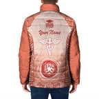 Aussie Nurse RN 2026 Personalised Padded Jacket Red Aboriginal Art Pattern Cultural Pride