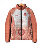 Aussie Nurse RN 2026 Personalised Padded Jacket Red Aboriginal Art Pattern Cultural Pride