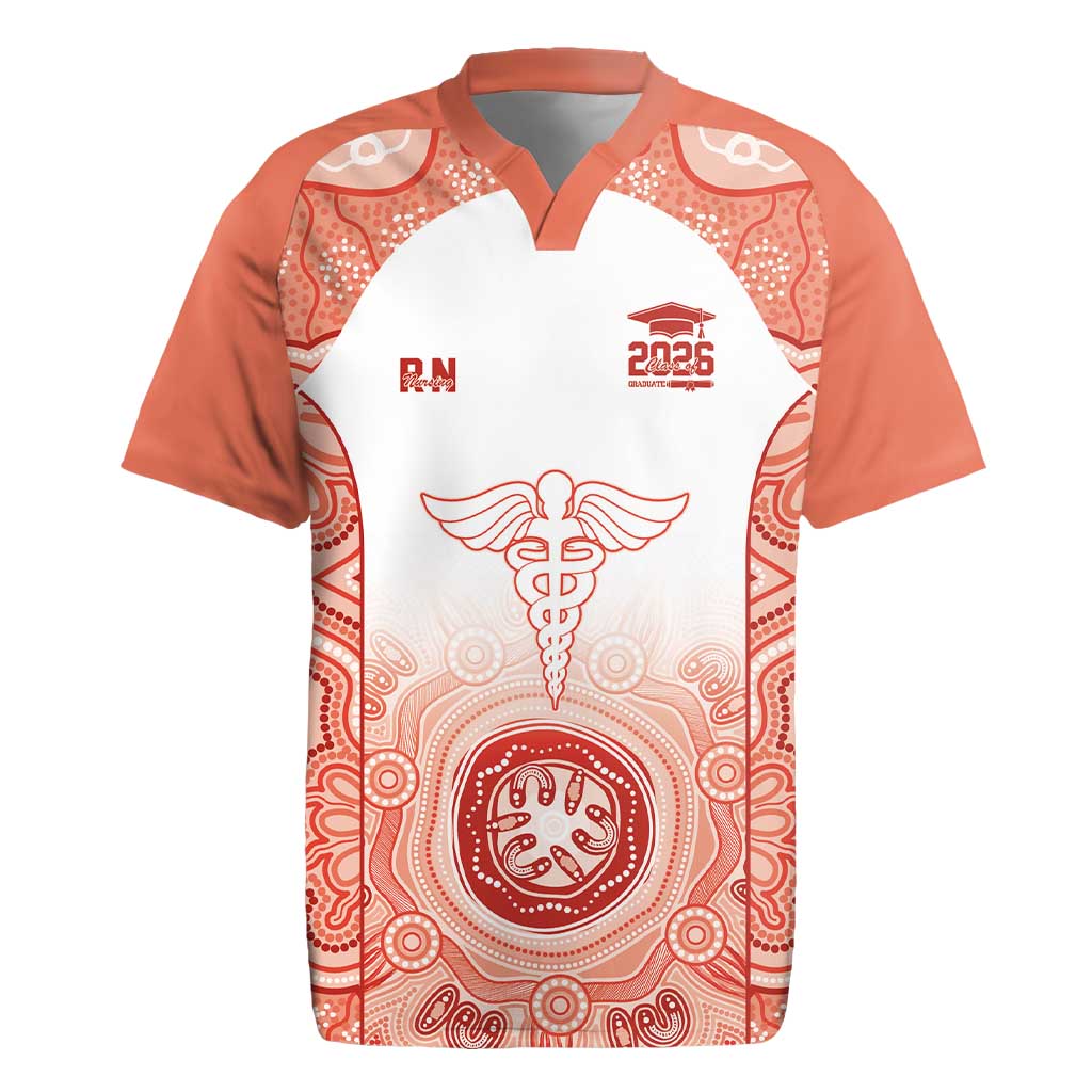 Aussie Nurse RN 2026 Personalised Rugby Jersey Red Aboriginal Art Pattern Cultural Pride