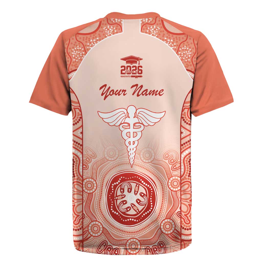 Aussie Nurse RN 2026 Personalised Rugby Jersey Red Aboriginal Art Pattern Cultural Pride
