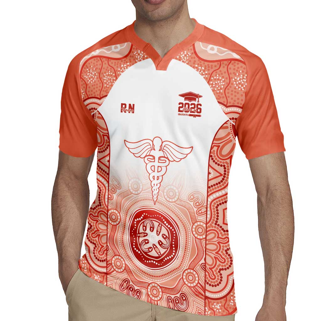 Aussie Nurse RN 2026 Personalised Rugby Jersey Red Aboriginal Art Pattern Cultural Pride