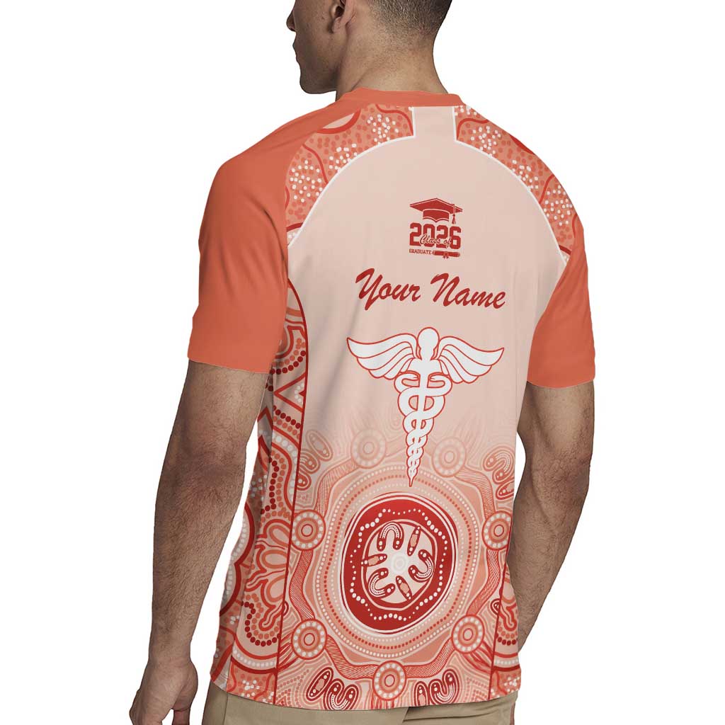 Aussie Nurse RN 2026 Personalised Rugby Jersey Red Aboriginal Art Pattern Cultural Pride