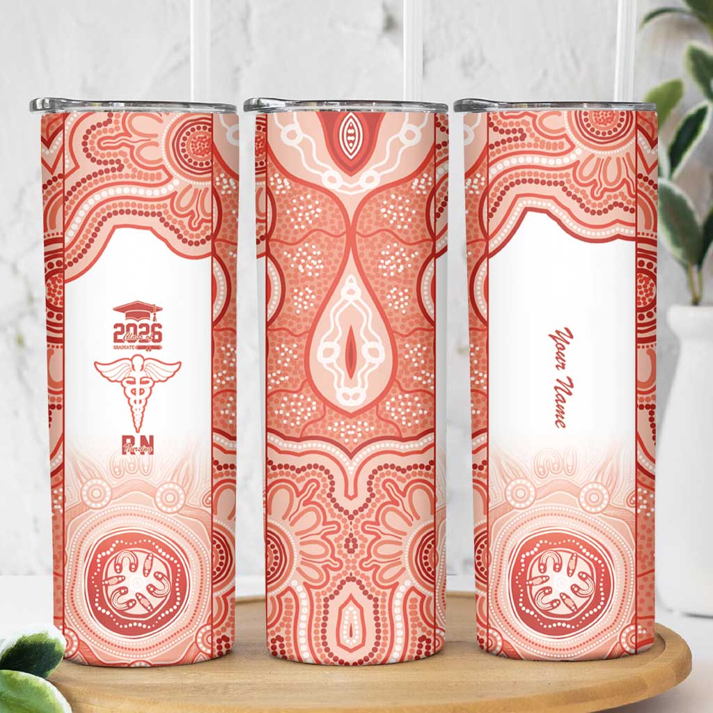 Aussie Nurse RN 2026 Personalised Skinny Tumbler Red Aboriginal Art Pattern Cultural Pride