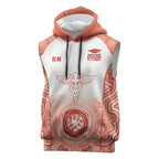 Aussie Nurse RN 2026 Personalised Sleeveless Hoodie Red Aboriginal Art Pattern Cultural Pride