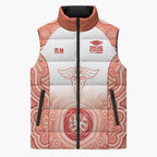 Aussie Nurse RN 2026 Personalised Sleeveless Puffer Jacket Red Aboriginal Art Pattern Cultural Pride