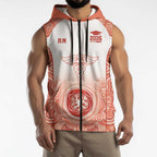 Aussie Nurse RN 2026 Personalised Sleeveless Zip Hoodie Red Aboriginal Art Pattern Cultural Pride
