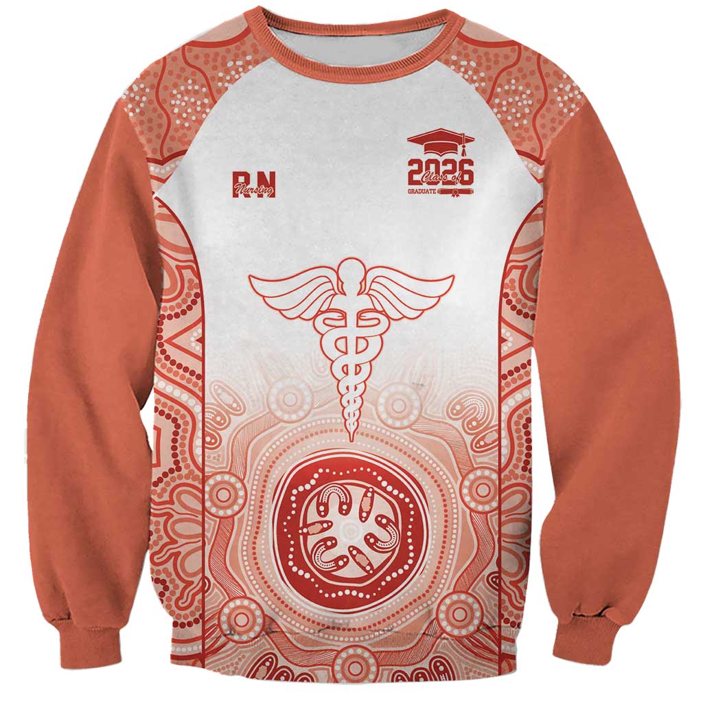Aussie Nurse RN 2026 Personalised Sweatshirt Red Aboriginal Art Pattern Cultural Pride