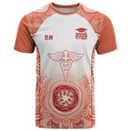 Aussie Nurse RN 2026 Personalised T Shirt Red Aboriginal Art Pattern Cultural Pride