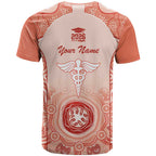 Aussie Nurse RN 2026 Personalised T Shirt Red Aboriginal Art Pattern Cultural Pride
