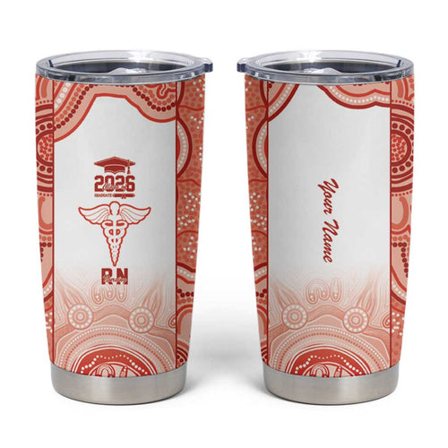 Aussie Nurse RN 2026 Personalised Tumbler Cup Red Aboriginal Art Pattern Cultural Pride