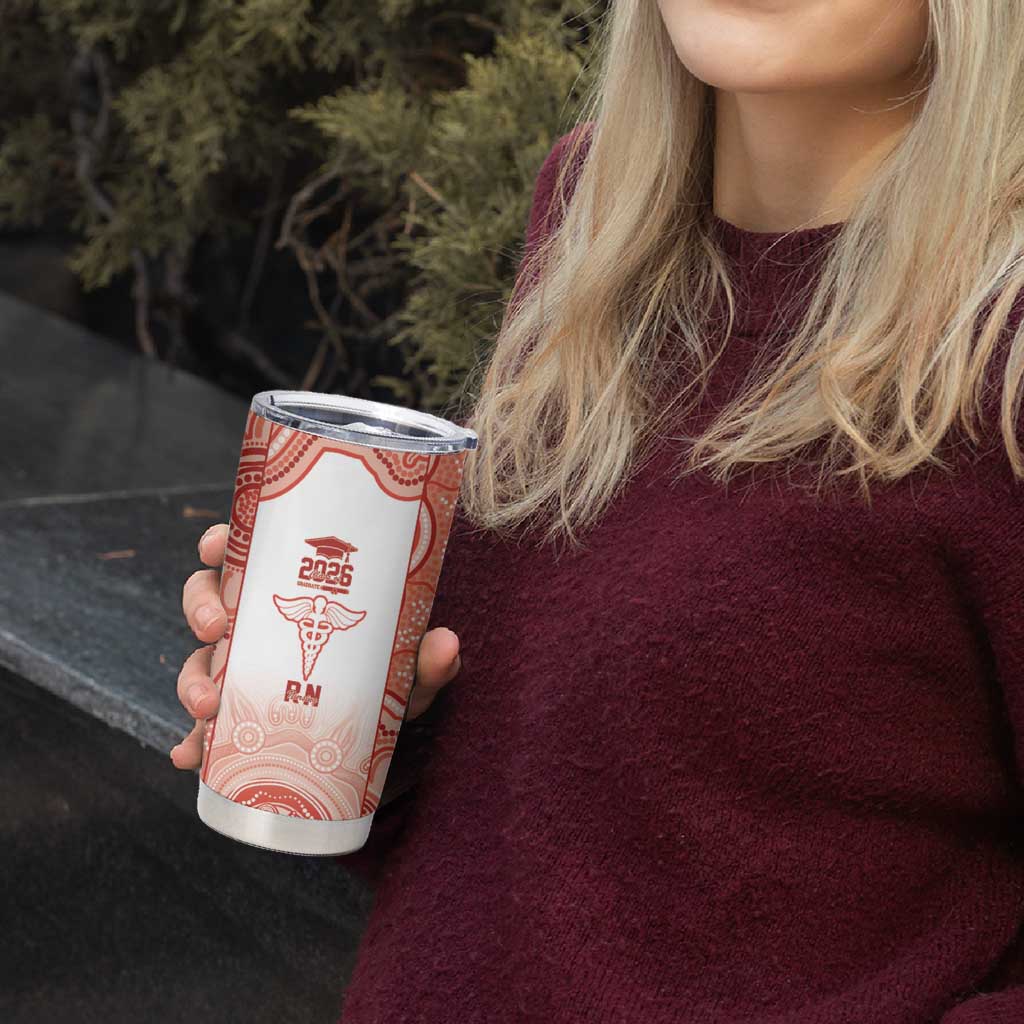Aussie Nurse RN 2026 Personalised Tumbler Cup Red Aboriginal Art Pattern Cultural Pride