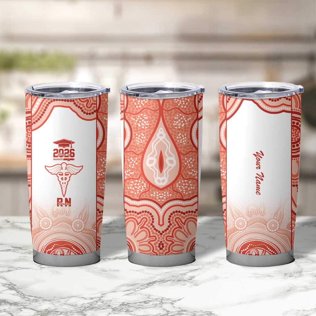Aussie Nurse RN 2026 Personalised Tumbler Cup Red Aboriginal Art Pattern Cultural Pride