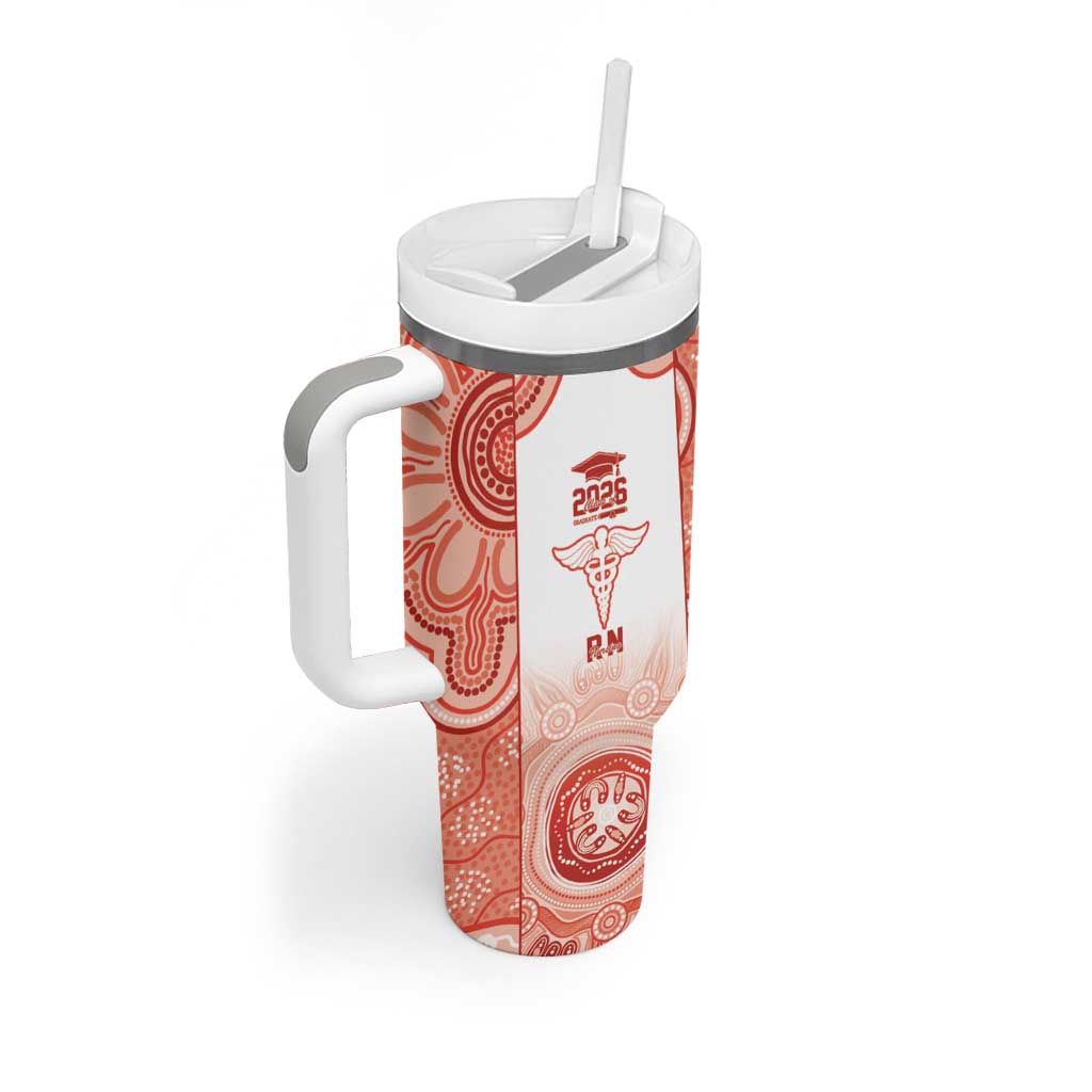 Aussie Nurse RN 2026 Personalised Tumbler With Handle Red Aboriginal Art Pattern Cultural Pride