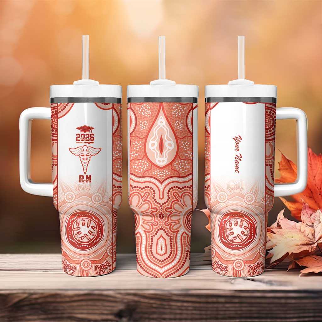 Aussie Nurse RN 2026 Personalised Tumbler With Handle Red Aboriginal Art Pattern Cultural Pride