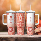 Aussie Nurse RN 2026 Personalised Tumbler With Handle Red Aboriginal Art Pattern Cultural Pride