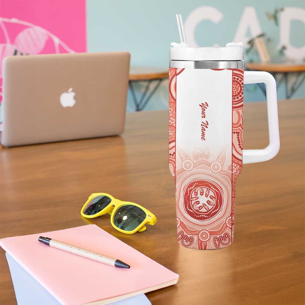 Aussie Nurse RN 2026 Personalised Tumbler With Handle Red Aboriginal Art Pattern Cultural Pride