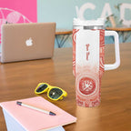 Aussie Nurse RN 2026 Personalised Tumbler With Handle Red Aboriginal Art Pattern Cultural Pride