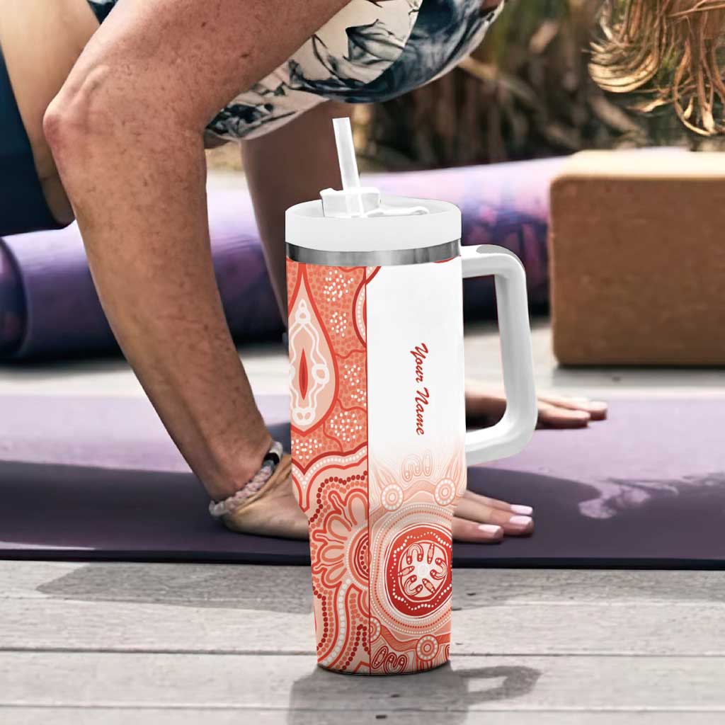 Aussie Nurse RN 2026 Personalised Tumbler With Handle Red Aboriginal Art Pattern Cultural Pride