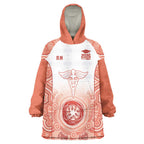 Aussie Nurse RN 2026 Personalised Wearable Blanket Hoodie Red Aboriginal Art Pattern Cultural Pride
