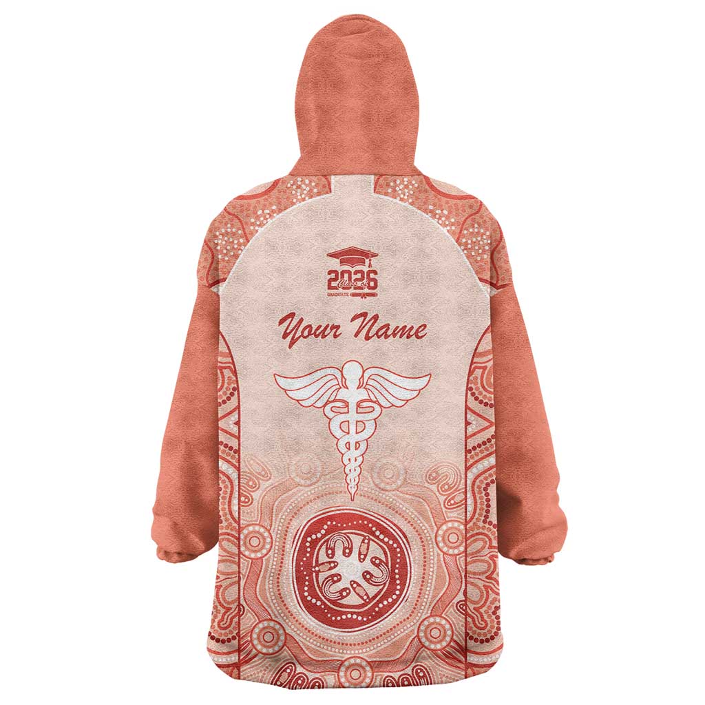 Aussie Nurse RN 2026 Personalised Wearable Blanket Hoodie Red Aboriginal Art Pattern Cultural Pride