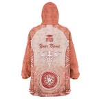 Aussie Nurse RN 2026 Personalised Wearable Blanket Hoodie Red Aboriginal Art Pattern Cultural Pride