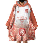 Aussie Nurse RN 2026 Personalised Wearable Blanket Hoodie Red Aboriginal Art Pattern Cultural Pride