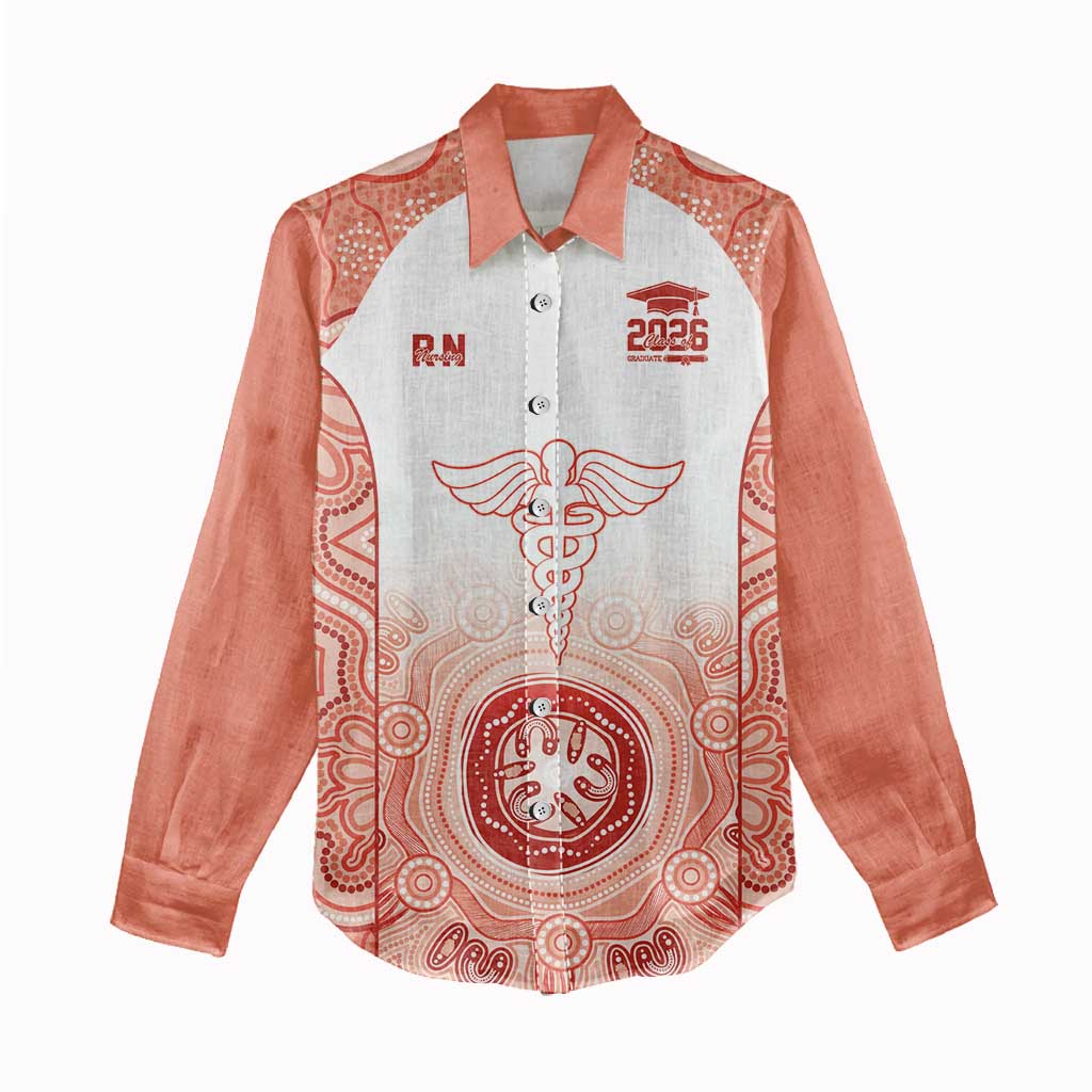 Aussie Nurse RN 2026 Personalised Women Casual Shirt Red Aboriginal Art Pattern Cultural Pride